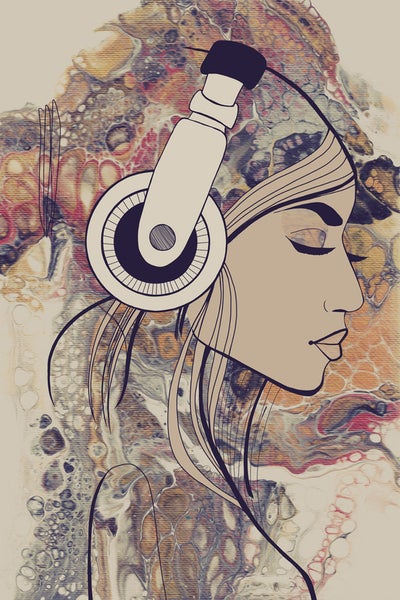 Illustration einer Frau mit Kopfhörern