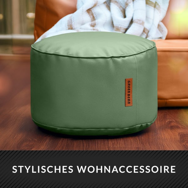Runder Sitzpouf aus Kunstleder mit den Maßen 43 x 30 cm
