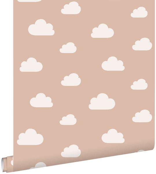 ESTAhome Tapete kleine Wolken Terrakottarosa - 53 cm x 10.05 m - 139486