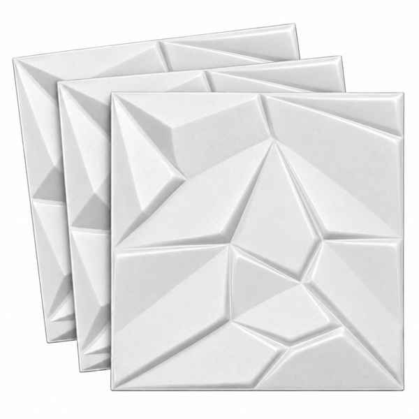 Set von drei quadratischen Wandpaneelen mit dreidimensionalem geometrischem Muster zur modernen Wandverkleidung