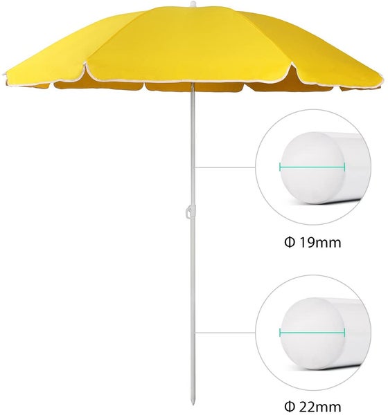 RESCH Sonnenschirm für Strand Gelb, Ø 200 cm, Gartenschirm, UV-Schutz bis UPF 50+, knickbar, Sonnenschutz Balkon, tragbar, Schirmrippen aus Glasfaser