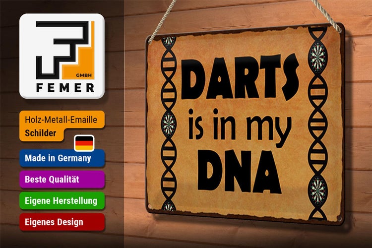 Blechschild Spruch 30x20cm Darts is in my DANN