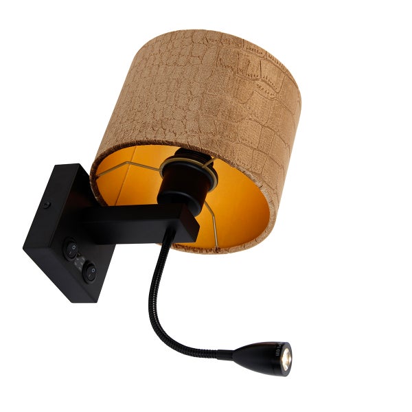 Wandleuchte mit Lampenschirm und flexiblem LED-Leselicht