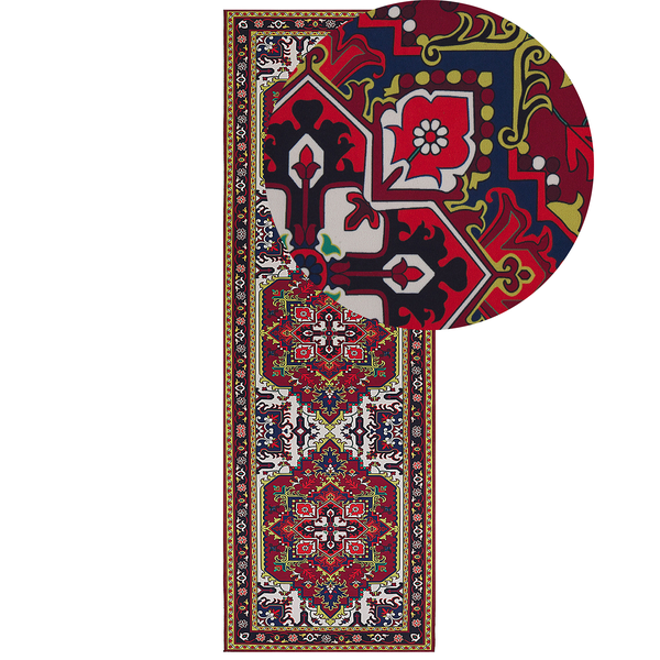 Teppich rot 80 x 240 cm orientalisches Muster Kurzflor COLACHEL