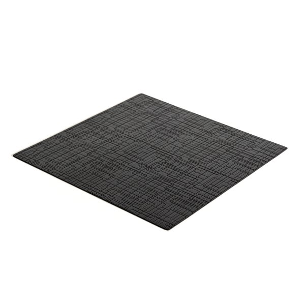 Quadratisches schwarzes Wandpaneel mit geometrischem Strukturmuster.