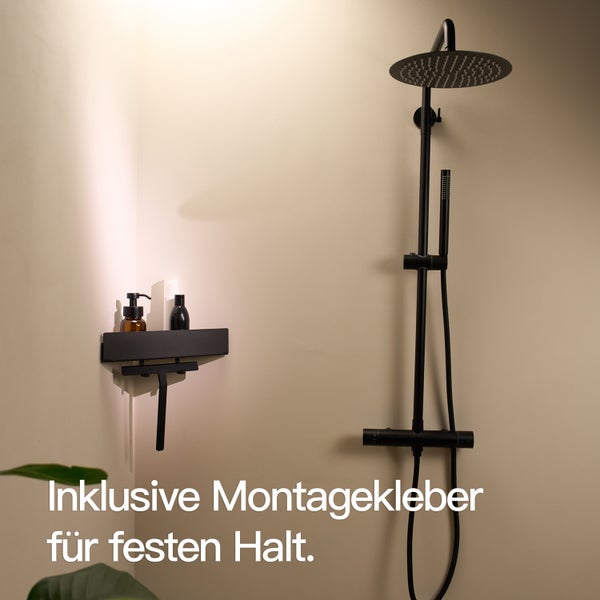 Designfabrik Hamburg Eckregal ohne Bohren Schwarz