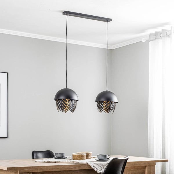 Lucande Pendelleuchte Aparas (Design, Modern) in Schwarz aus Metall (2 flammig E27) - Design-Hängeleuchte Esstischlampe Hängelampe Hängeleuchte Wohnzimmerleuchte