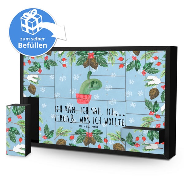 Mr. & Mrs. Panda Befüllbarer Adventskalender Kaktus Mama - Blau Pastell