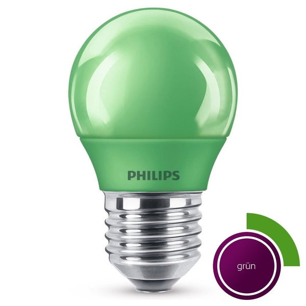 Philips LED Lampe, E27 Tropfenform P45, grün, nicht dimmbar, 1er Pack [Energieklasse C]