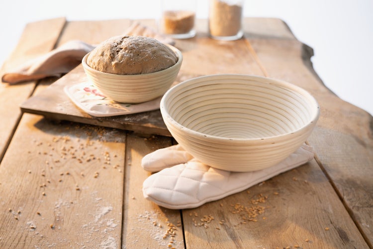 FRANK FLECHTWAREN | Gärkorb Bread, rund, RATTAN, METALL, Ø 18 x 8 cm