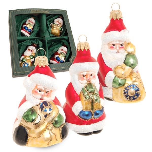 Glasfiguren-Set Santas (Weihnachtsnacht), Multicolor, 4-teilig, 8-9cm, 4 Stck., Weihnachtsbaumkugeln, Christbaumschmuck, Weihnachtsbaumanhänger