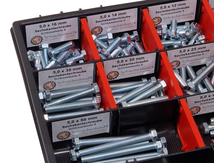 Sechskantschrauben Sortiment M5 // 6mm-60mm 300 tlg Schraubenbox DIN 933/ISO4017 Vollgewindeschrauben Maschinenschrauben Gewindeschrauben Sechskantschrauben