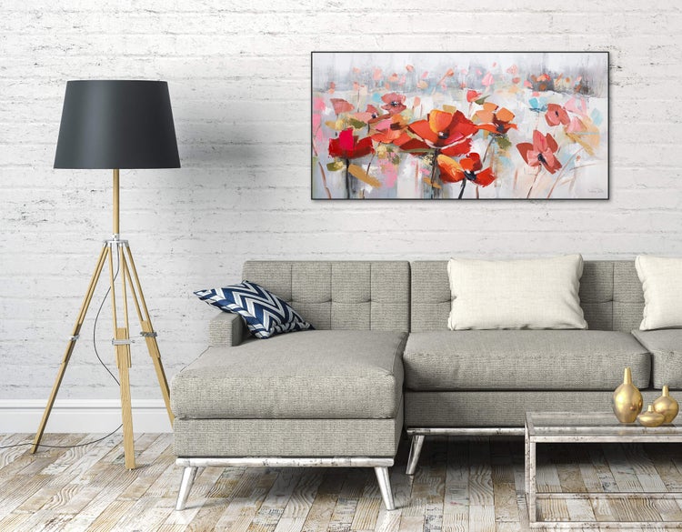Handgemaltes Gemälde Acrylfarbe 120x60cm Rot