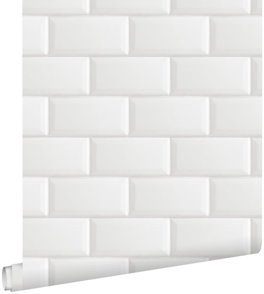 ESTAhome Tapete Fliesenmuster Weiß - 53 cm x 10.05 m - 139120
