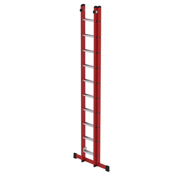 PROREGAL Sprossen-Schiebeleiter 2-Teilig GFK & Alu mit Standard-Traverse 2 x 10 Sprossen