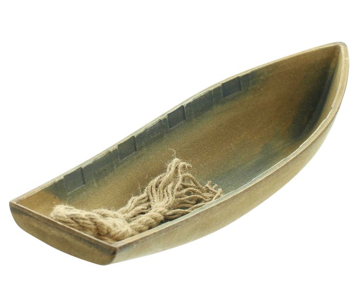 FRANK FLECHTWAREN | Boot Holzoptik, 42 x 12,5 x 7 cm, MDF, JUTE