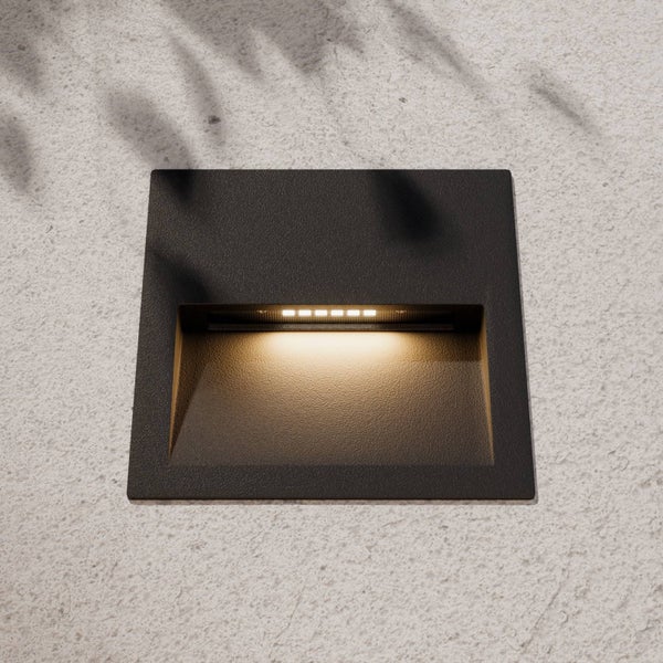 Lucande LED Wandleuchte außen Loya (spritzwassergeschützt (Modern) in Schwarz aus Aluminium (1 flammig, ) - Wandeinbauleuchte für Außen Wandlampe Außenwand/Hauswand Haus Terrasse & Balkon