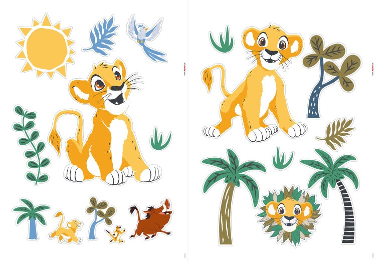 Disney Wandtattoo Der König der Löwen, eine ferne Oase Gelb, Grün und Blau - 50 x 70 cm - 612748