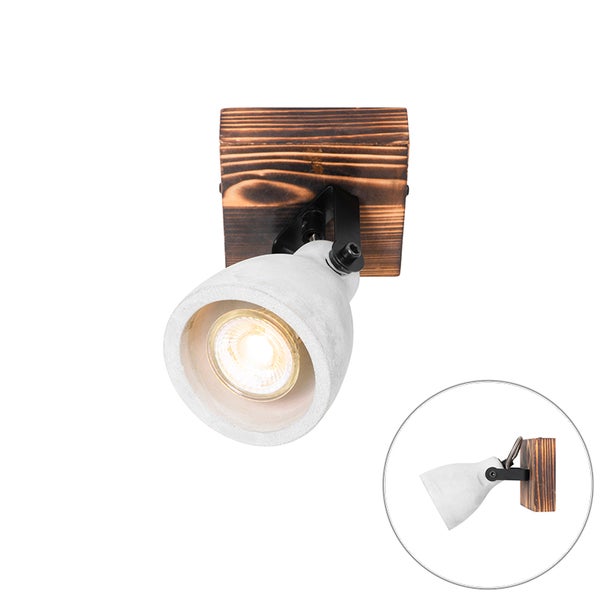 Wandspot mit Holzbefestigung und verstellbarem Scheinwerfer