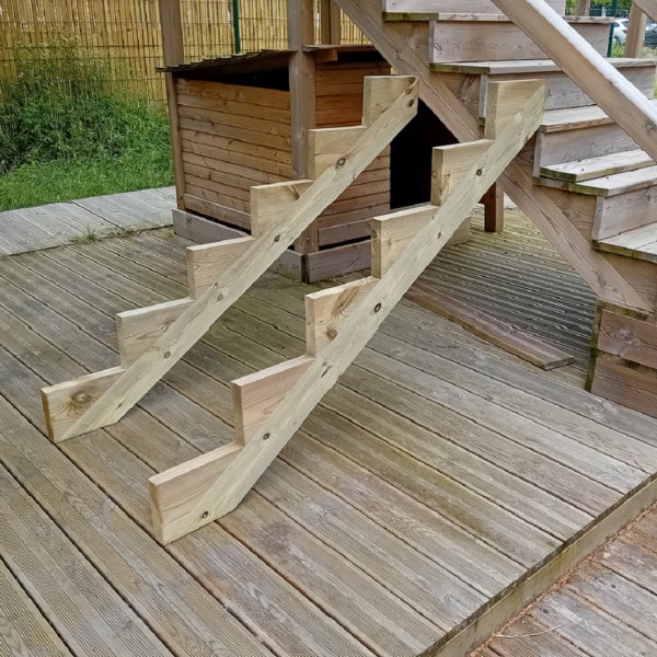 2er Set Treppenwange 6 Stufen aus KDI Holz für Gartentreppe, Außentreppe, Terrassentreppe n-Höhe 102cm