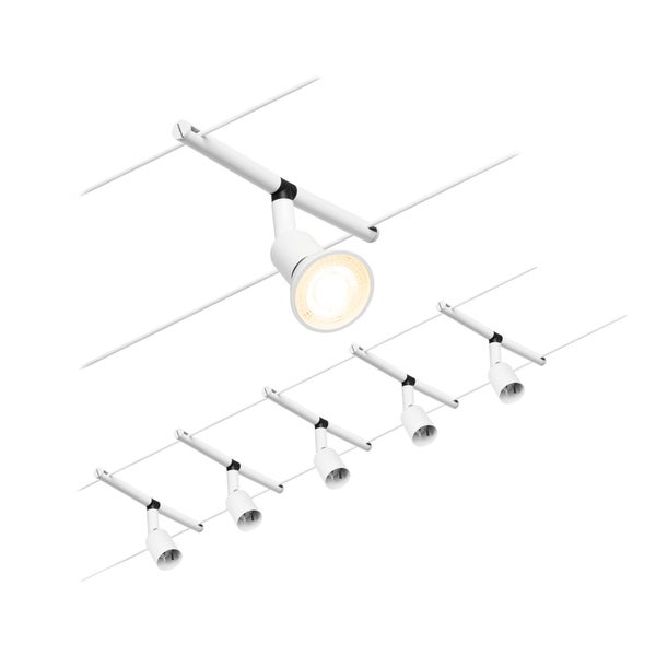 CorDuo Seilsystem Salt Basisset GU5,3 max. 5x10W 230/12V Weiß matt, Chrom