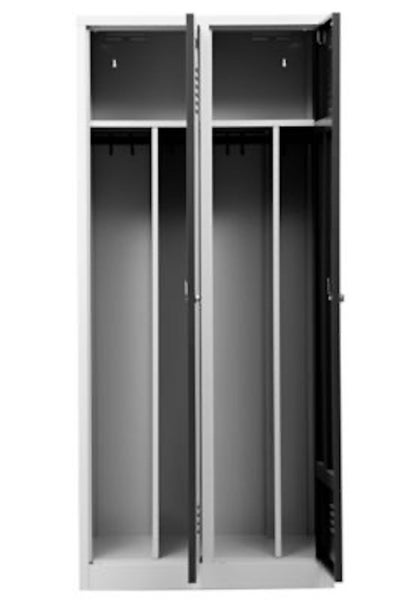 PROREGAL Garderobenspind Camel 2-Fach Mit Pro-Aufteilung HxBxT 180 x 80 x 50 cm Vorhängeschloss Grau-Anthrazit