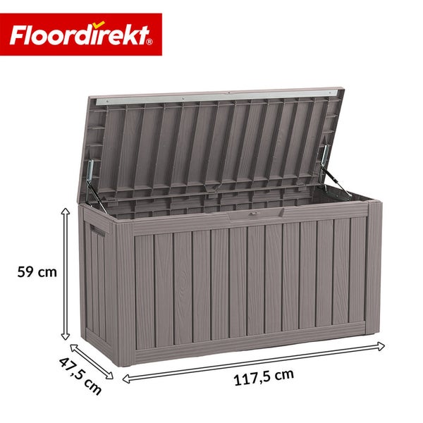 Geöffnete Aufbewahrungsbox mit den Maßen 117,5 x 47,5 x 59 cm von Floordirekt