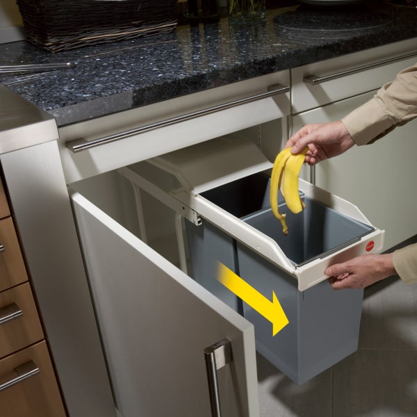Hailo Einbau Mülltrennungs System Multi-Box duo L cremeweiß