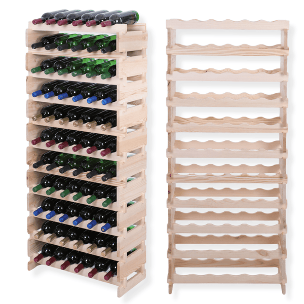 Weinregal VINOTECA FLEX PRO HxBxT 149x65x28cm 66 Flaschen auf 11 Ebenen Massives Kiefernholz Grau