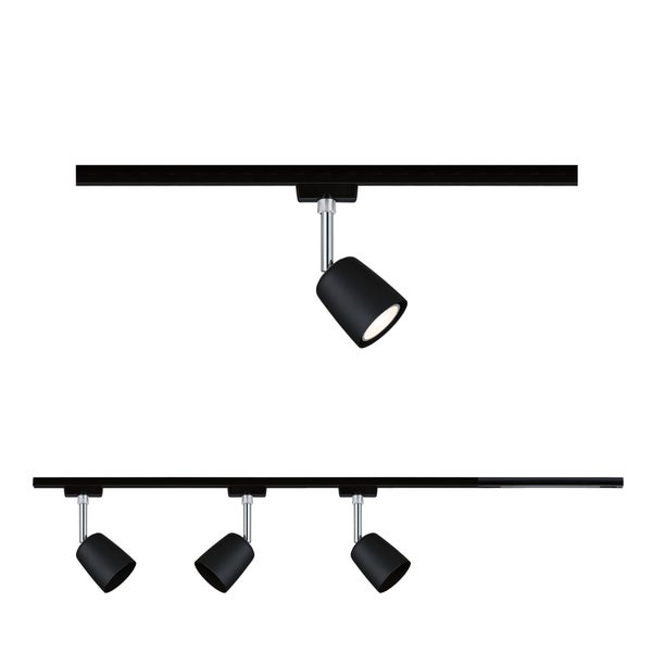 URail Schienenspot Cover Starterset GU10 max. 10W dimmbar 230V Schwarz matt, Chrom