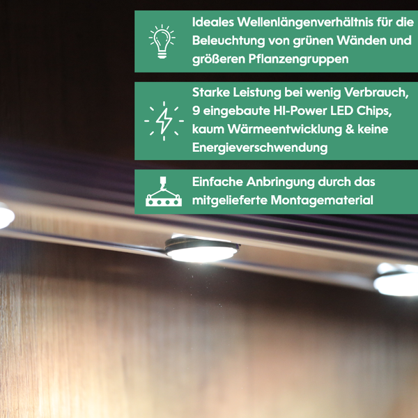 Parus by Venso Wall Spot 90cm, Abstrahlwinkel 120°, LED Wachstumslampe, Grow Light für Zimmerpflanzen und Grünpflanzen, Fassaden- und Wandbegrünung