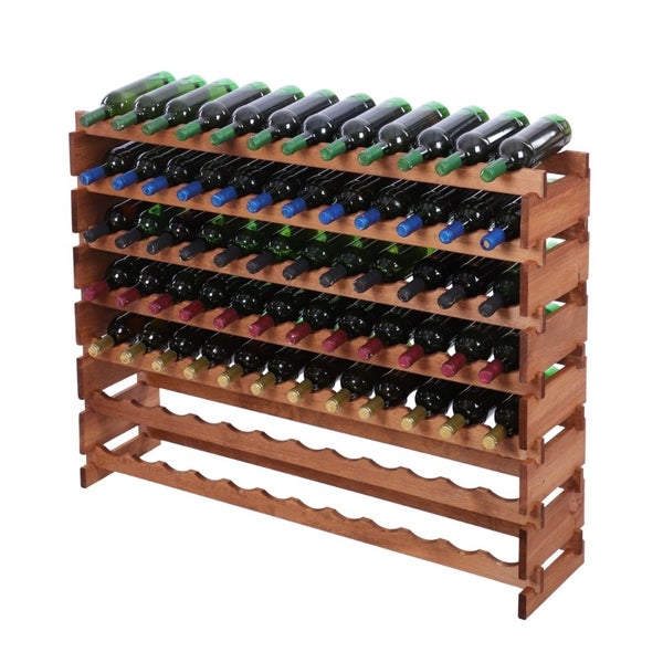 Weinregal VINOTECA FLEX PRO HxBxT 93x123x28cm 84 Flaschen auf 7 Ebenen Massives Kiefernholz Braun geölt