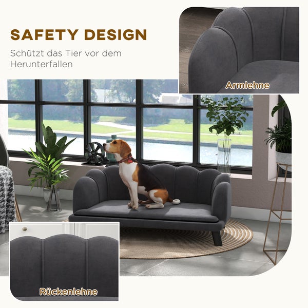 PawHut Hundesofa, 98,5B x 60,5T x 35,5H cm, Polyester, Schaumstoff, Dunkelgrau