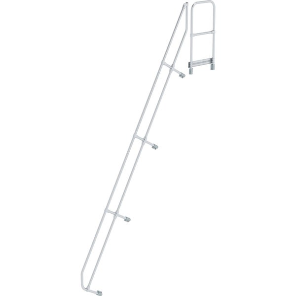 Handlauf-Set aus Metall für Leitern, bestehend aus einem langen schrägen Seitengeländer und einem oberen Haltegriff.
