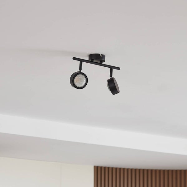 Schwarze Deckenleuchte mit zwei Strahlern