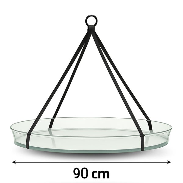 Hängende Futterstelle aus Glas mit einem Durchmesser von 90 Zentimetern