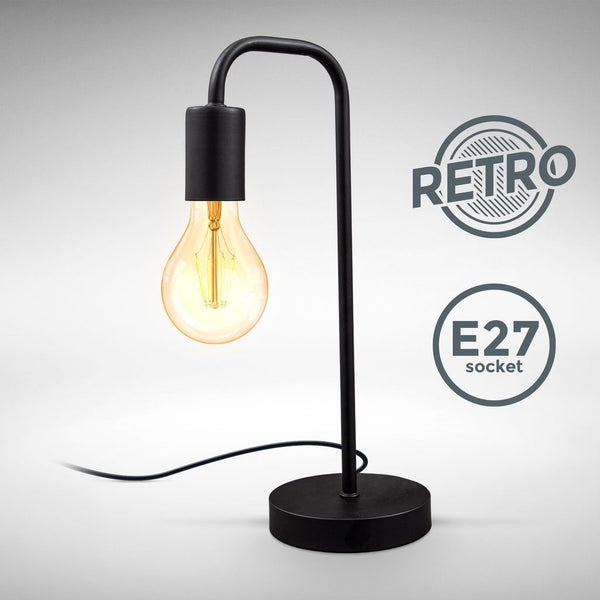 Nachttischlampe - mit Schalter, retro, max. 10W, E27 Fassung, schwarz