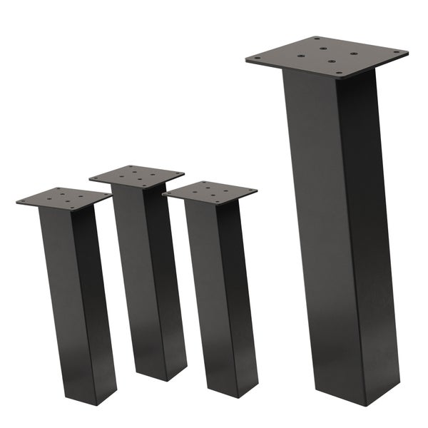 ML-Design 4er Set Tischbeine schräg H:42 cm, Dunkelgrau, Optik Industrial, Stahl pulverbeschichtet, Profil 8x8 cm, I-Form, Möbelfüße Metall 96° Neigung, Tischfüße Möbelbeine für Couchtisch, Sitzbank