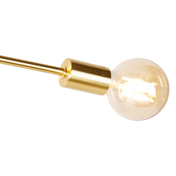 Nahaufnahme einer Leuchte mit Metallelementen und Glühbirne