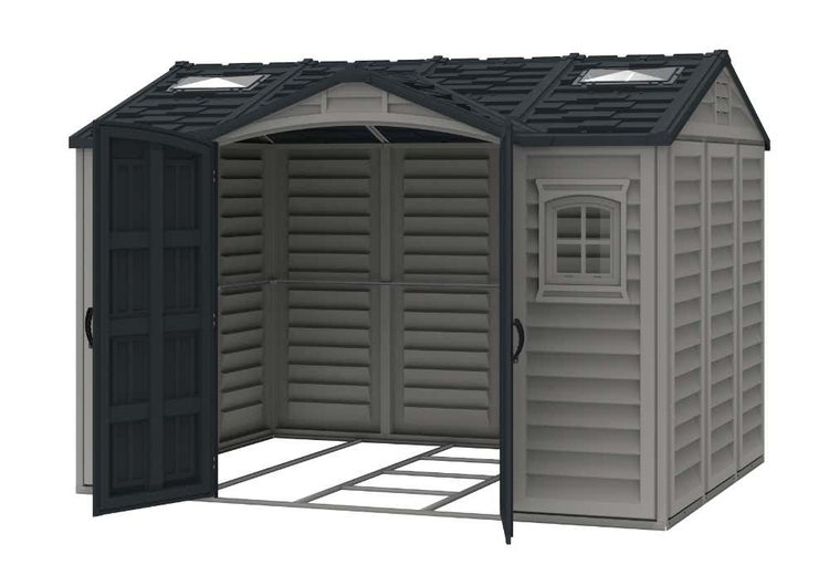 DURAMAX Kunststoff-Gerätehaus Gerätehaus aus Kunststoff in Grau, Geräteschrank mit 4 mm Wandstärke, Gartenhaus mit Montagematerial