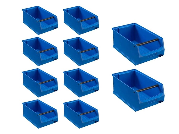 PROREGAL SparSet 10x Blaue Sichtlagerbox 4.1 mit Griffstange HxBxT 15 x 20 x 35 cm 7,2 Liter Sichtlagerbehälter