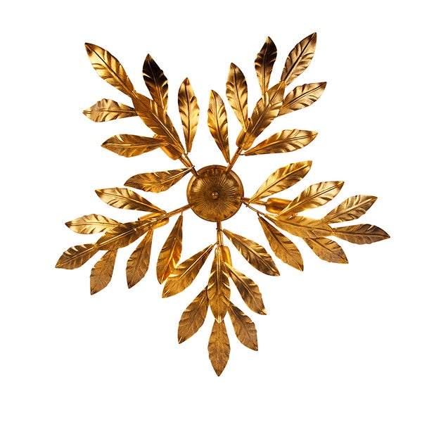 Goldene Deckenleuchte mit Blattdesign für Innenräume