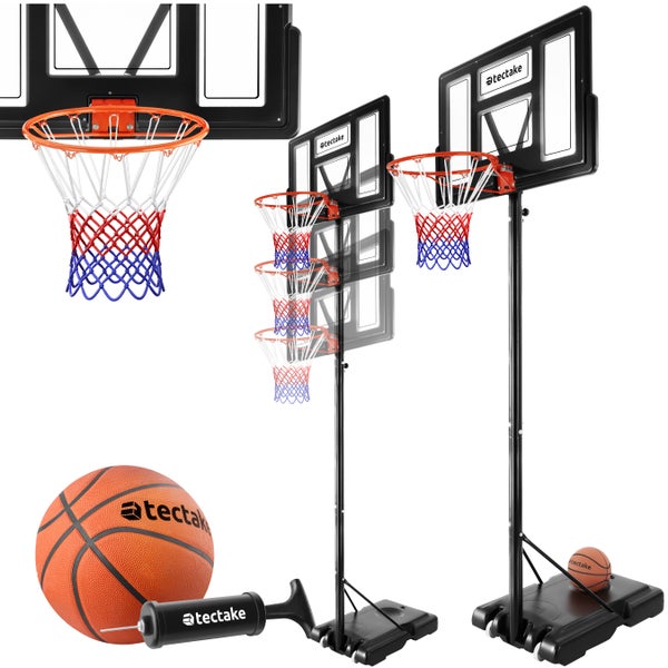 Basketballkorb tectake Dirk Outdoor mit Rollen, inklusive Ball und Pumpe