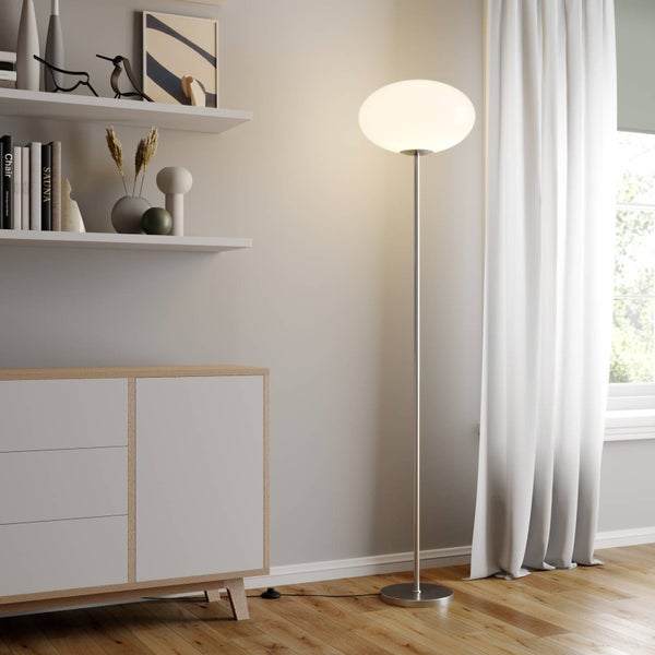 Lindby Stehlampe Sonika in Alu aus Metall (1 flammig, E27) - Stehleuchte Standleuchte Floor Lamp Wohnzimmerlampe Wohnzimmerleuchte