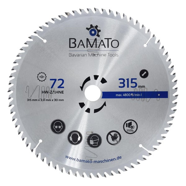 Bamato Kreissägeblatt mit 315 mm Durchmesser und 72 Zähnen