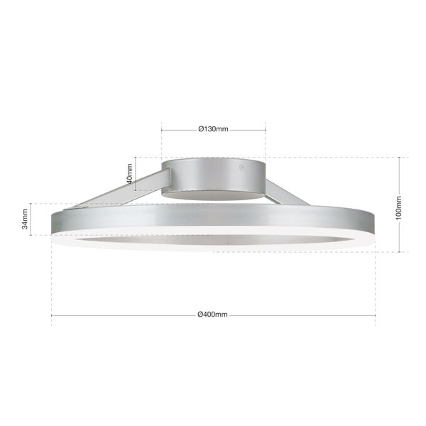 LED Deckenleuchte Vlotter Ø 40cm Titan 3000K 1950lm