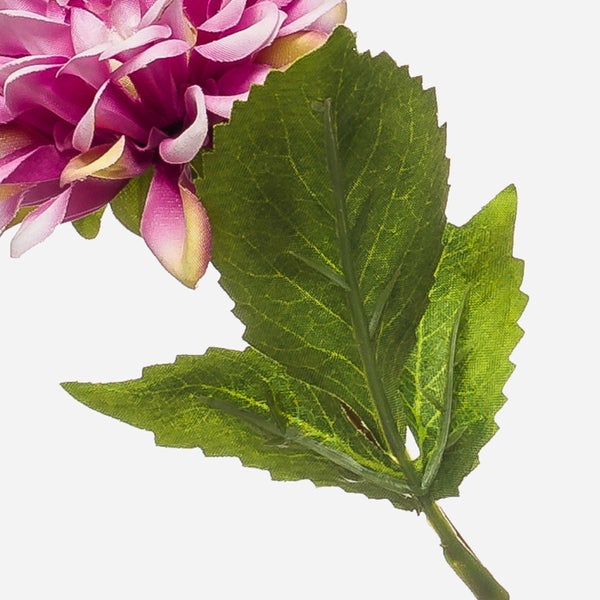 Künstliche Blume, rosa-grüne Knospe und Blatt an einem Stiel.