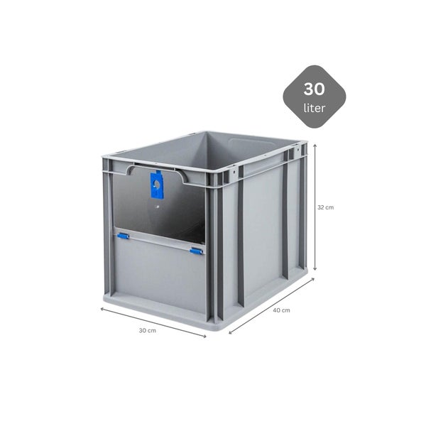 PROREGAL Eurobox NextGen Insight Cover HxBxT 32 x 30 x 40 30 Liter Hoch/Blau Eurobehälter Transportbox