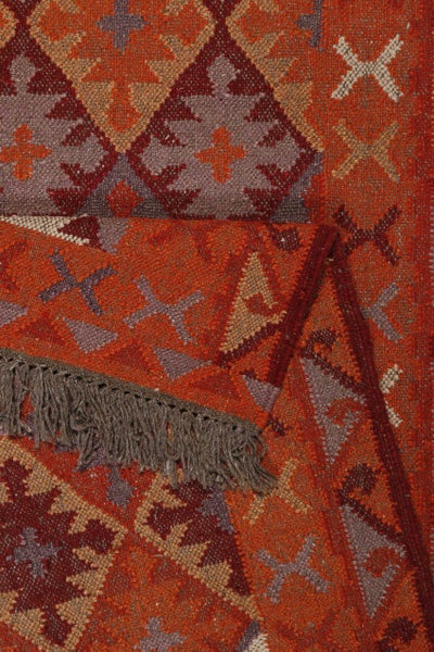 Kelim Teppich Rostrot aus Wolle Pierre Green Looop 80x150 cm