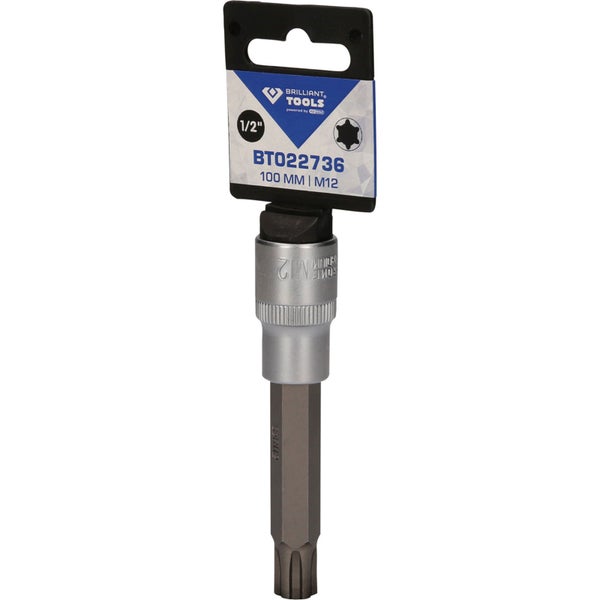 Brilliant Tools Innenvielzahn-Einsatz M12, 1/2 Zoll Antrieb, 100 Millimeter Länge